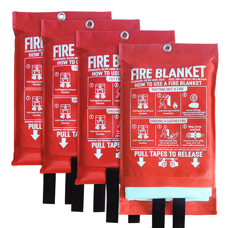 Manta ignífuga de fibra de vidrio WUERLI para el hogar y la cocina, 40" x 40", paquete de 4 mantas de emergencia contra incendios para autos eléctricos